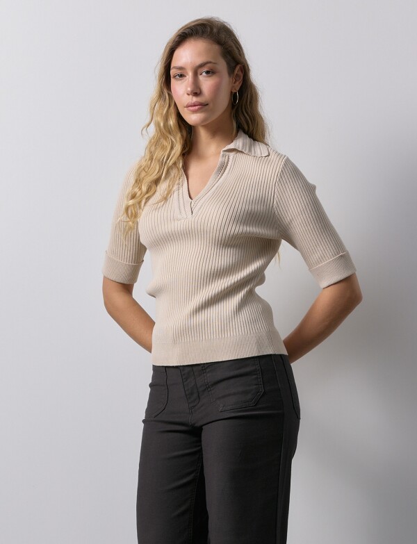Blusa Ribs Tejida BEIGE