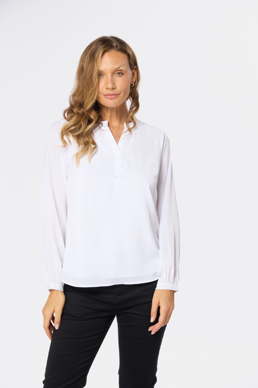 BLUSA CUELLO MAO Blanco