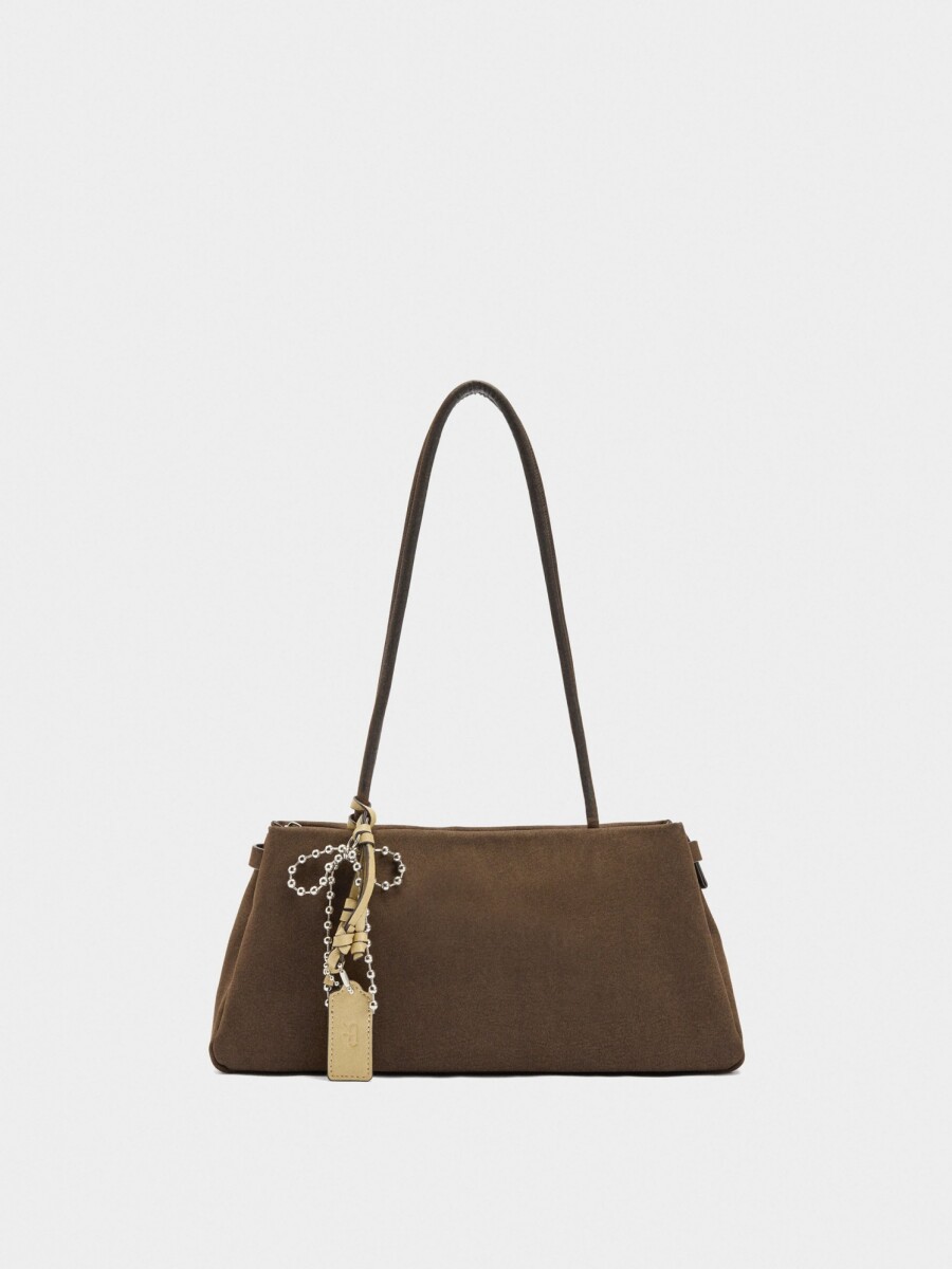 Bolso De Hombro Efecto Piel Con Colgante marron