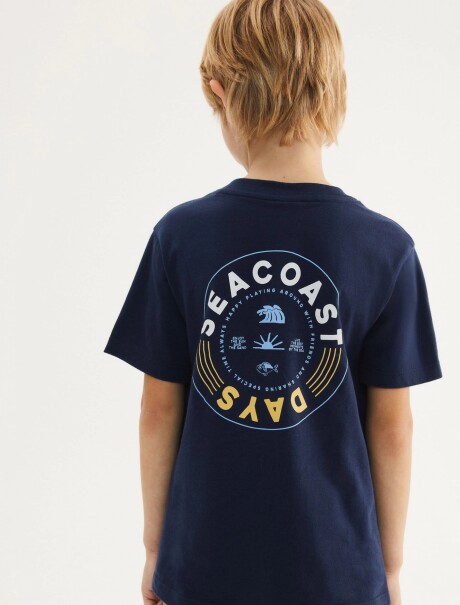 CAMISETA INFANTIL CON ESTAMPA AZUL