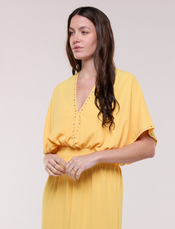 Vestido Maxi Con Tachas AMARILLO