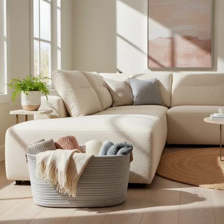 Cesto Canasto de Algodón con Asa Paramount Deco 45x30x22Cm Gris