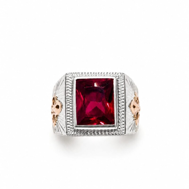 Anillo sello caballero piedra rectangular Rubi Anillo sello caballero piedra rectangular Rubi