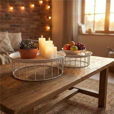 Set X2 Plato Soporte Metalico 30X9/25X9Cm Blanco