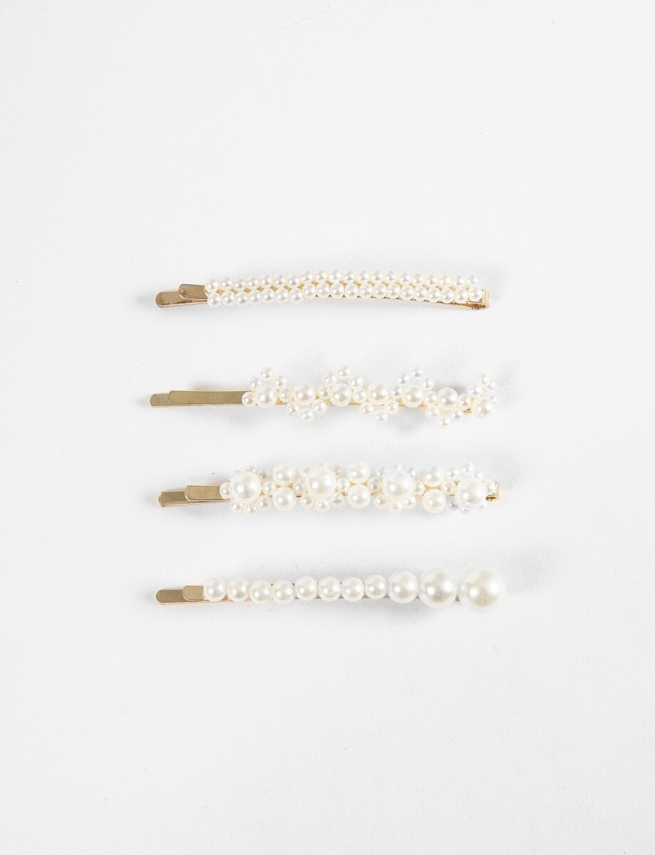 Set de horquillas perlas - dorado 