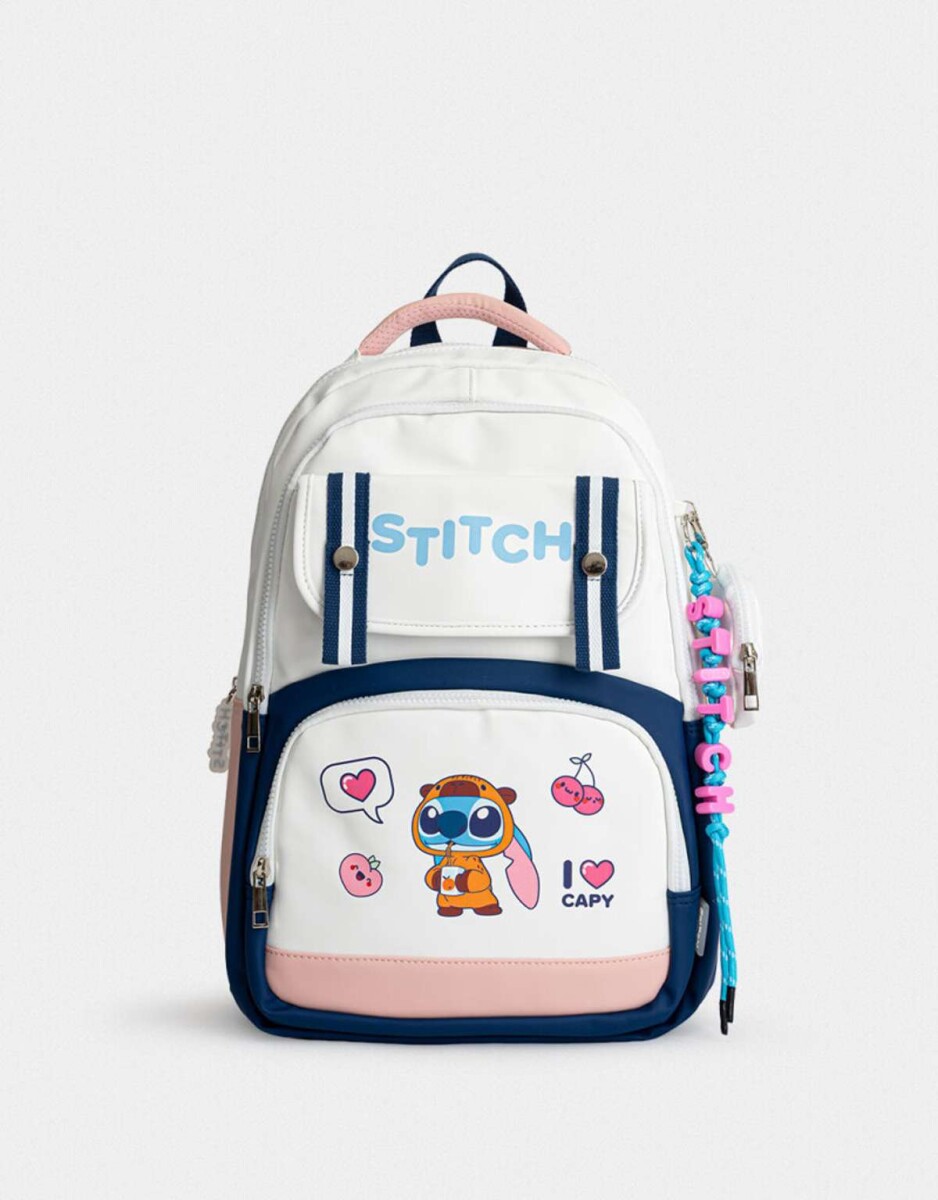 Mochila Multipocket ''stitch Capybara'' - Blanco Crema 