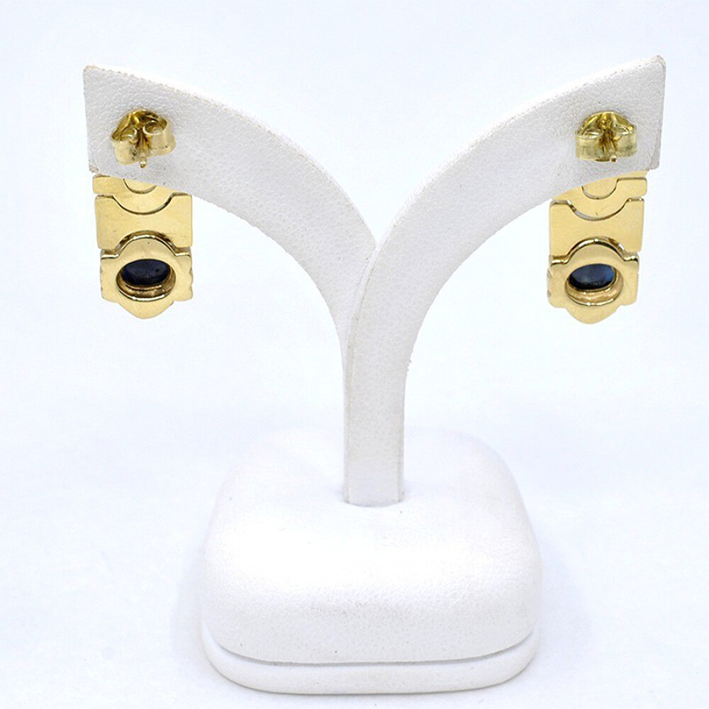 Caravanas En Oro 18K De 2 Colores Y Zafiro Caravanas En Oro 18K De 2 Colores Y Zafiro