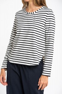 Remera Rayada Algodón Elastano Nácar