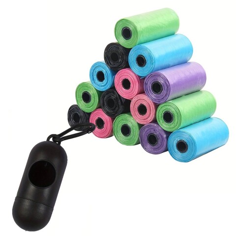 Bolsas Sanitarias x12 Residuos Mascota + Llavero Dispensador Variante Color Negro