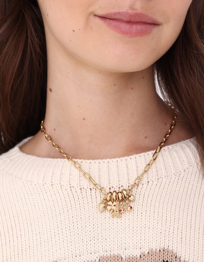 Collares Cortos Bañada en Oro Collar Corto Multidijes Bañado En Oro - Dorado