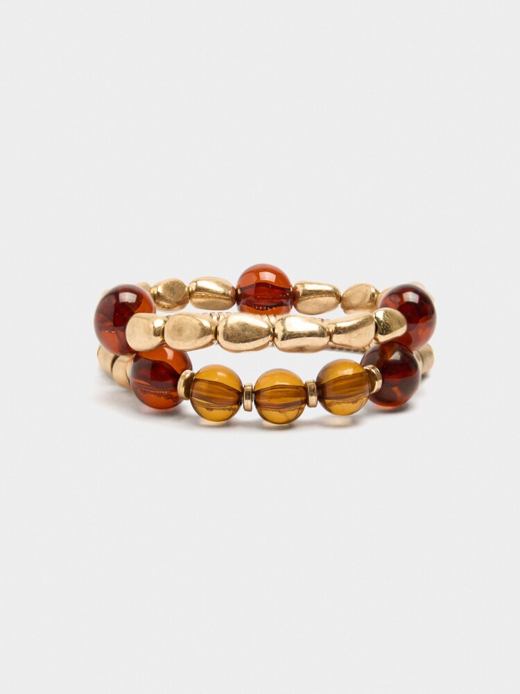 Set De Pulseras Elásticas Con Resina marron