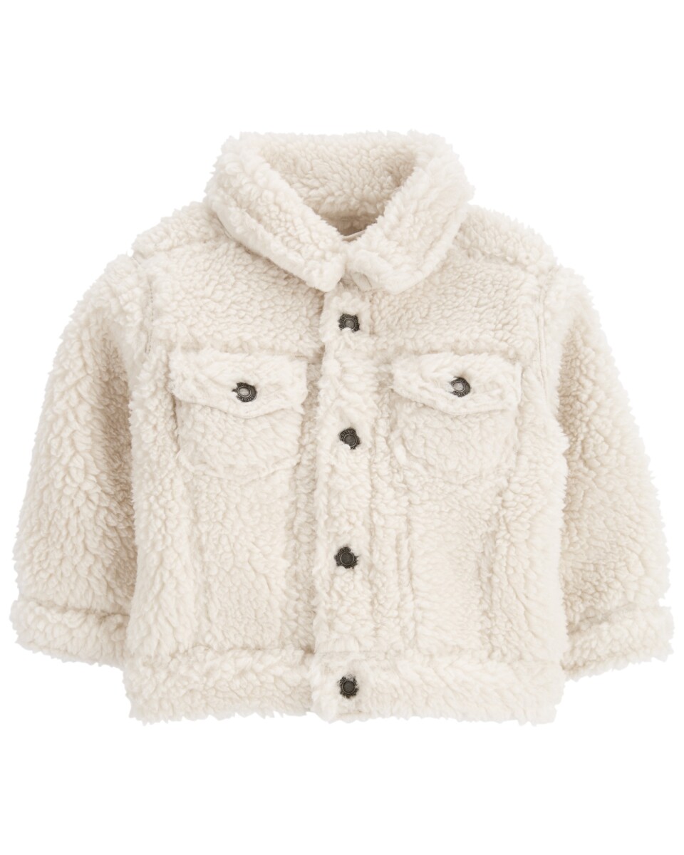 Campera de sherpa, diseño camisa. Talles 6-24M 