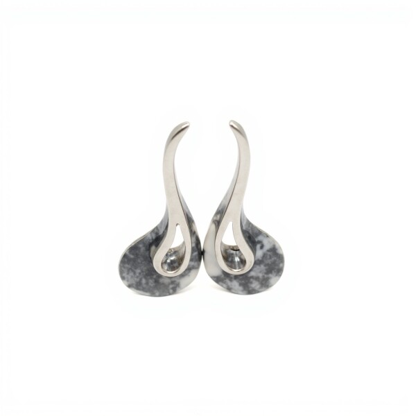 Caravanas Gota-Plata 925-Piedra Zirconia y turquesa blanca-CA3159 conpiedra