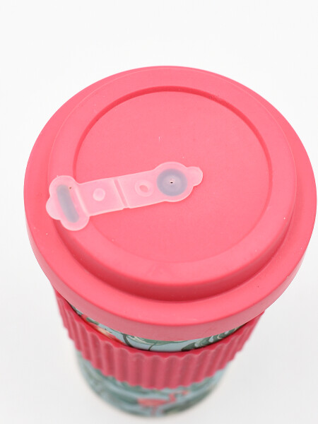 VASO CAFE CON TAPA FUCSIA