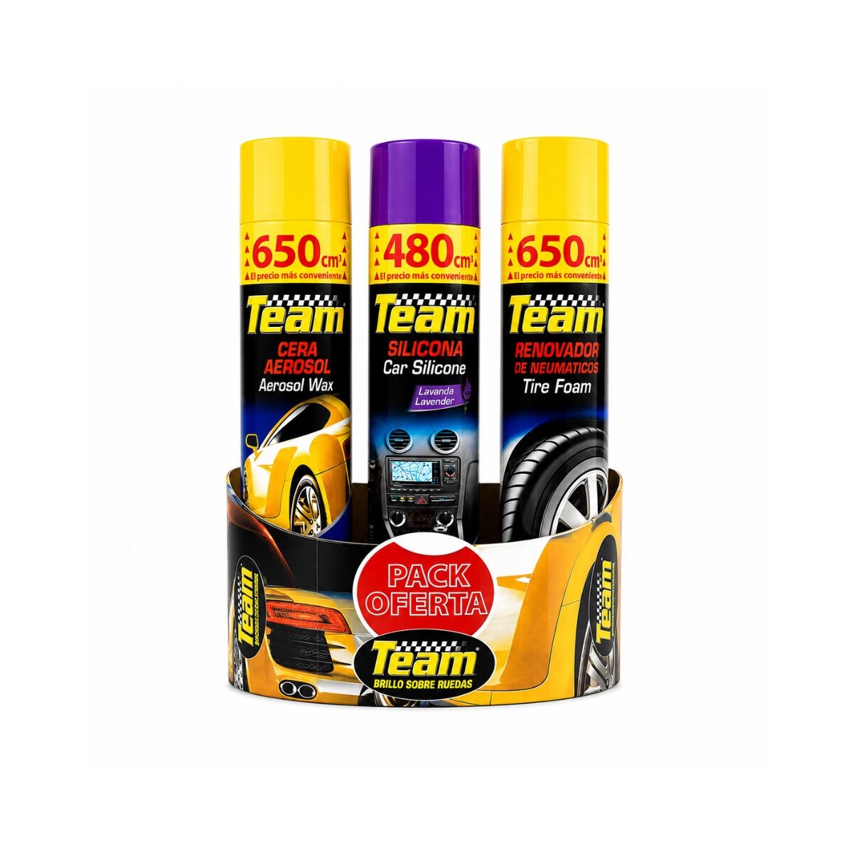 Kit De Silicona + Cera Aerosol + Renovado Para Auto Team 