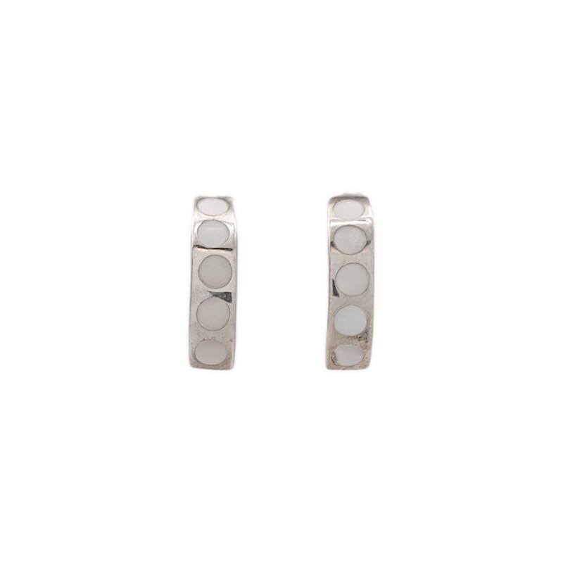 Caravana Medio Aro Nácar-Plata 925-Piedra Nácar-CA3098 conpiedra