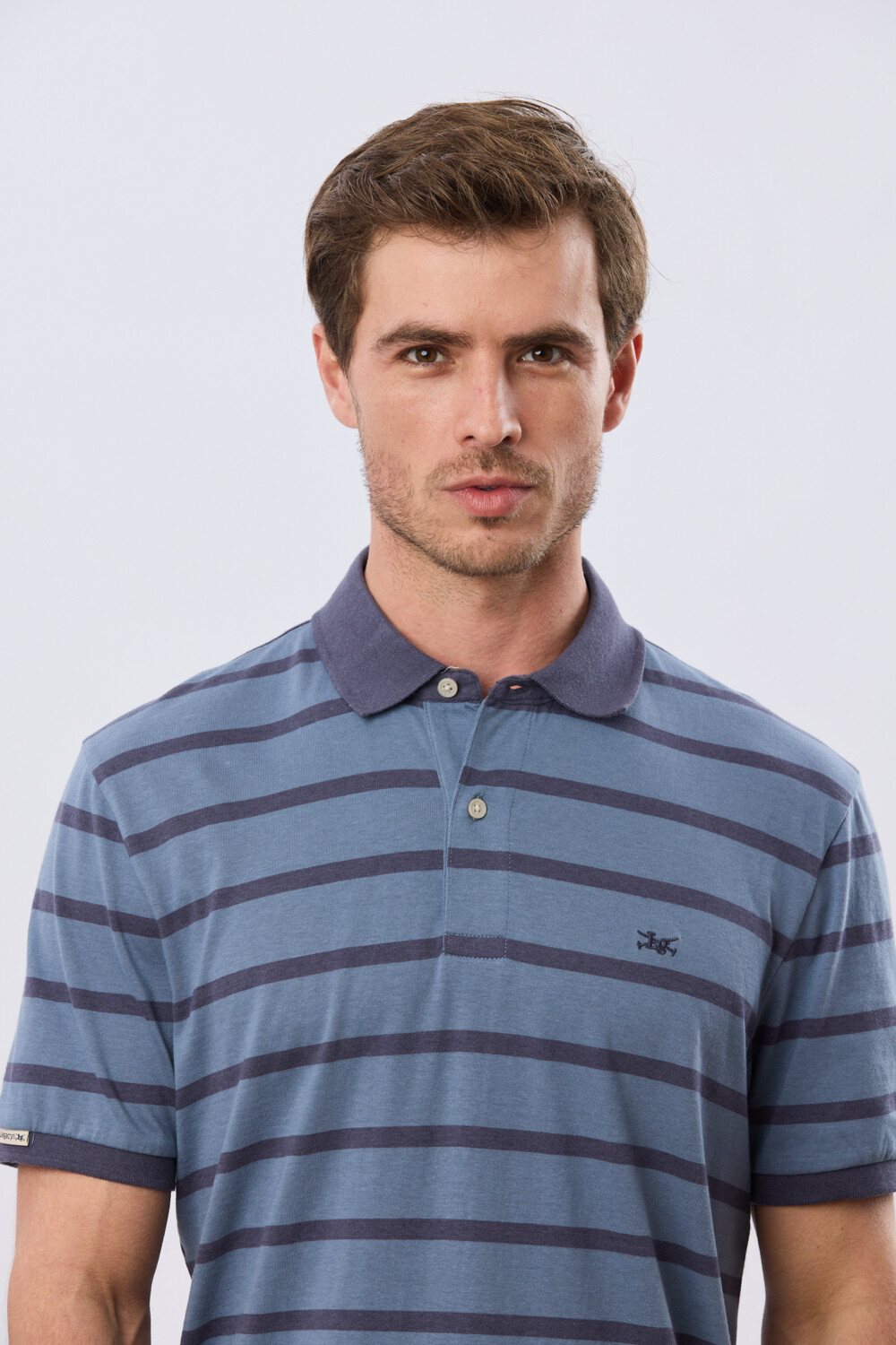 REMERA POLO RAYADA JERSEY Piedra