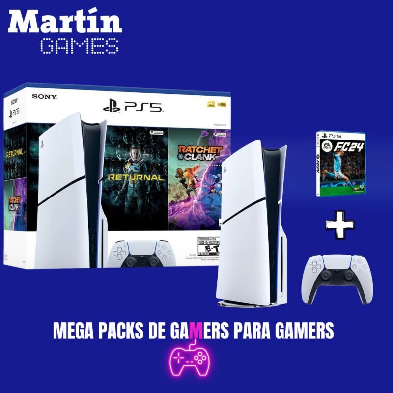 PS5 PLAYSTATION 5 SLIM 0KM CON LECTORA + RATCHET AND CLANK + RETURNAL + FC 24 O CUALQUIER JUEGO A ELECCION PS5 PLAYSTATION 5 SLIM 0KM CON LECTORA + RATCHET AND CLANK + RETURNAL + FC 24 O CUALQUIER JUEGO A ELECCION