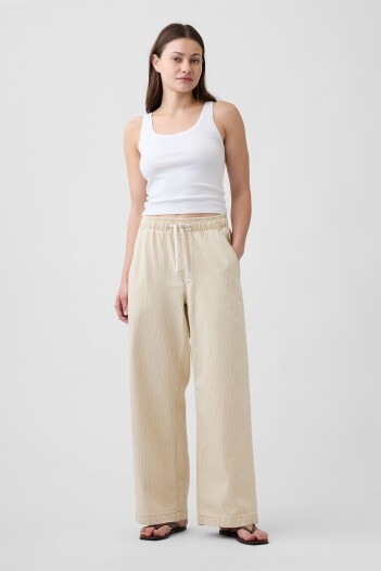 Jean Pull On Wide Leg Mujer Neutral Stripe