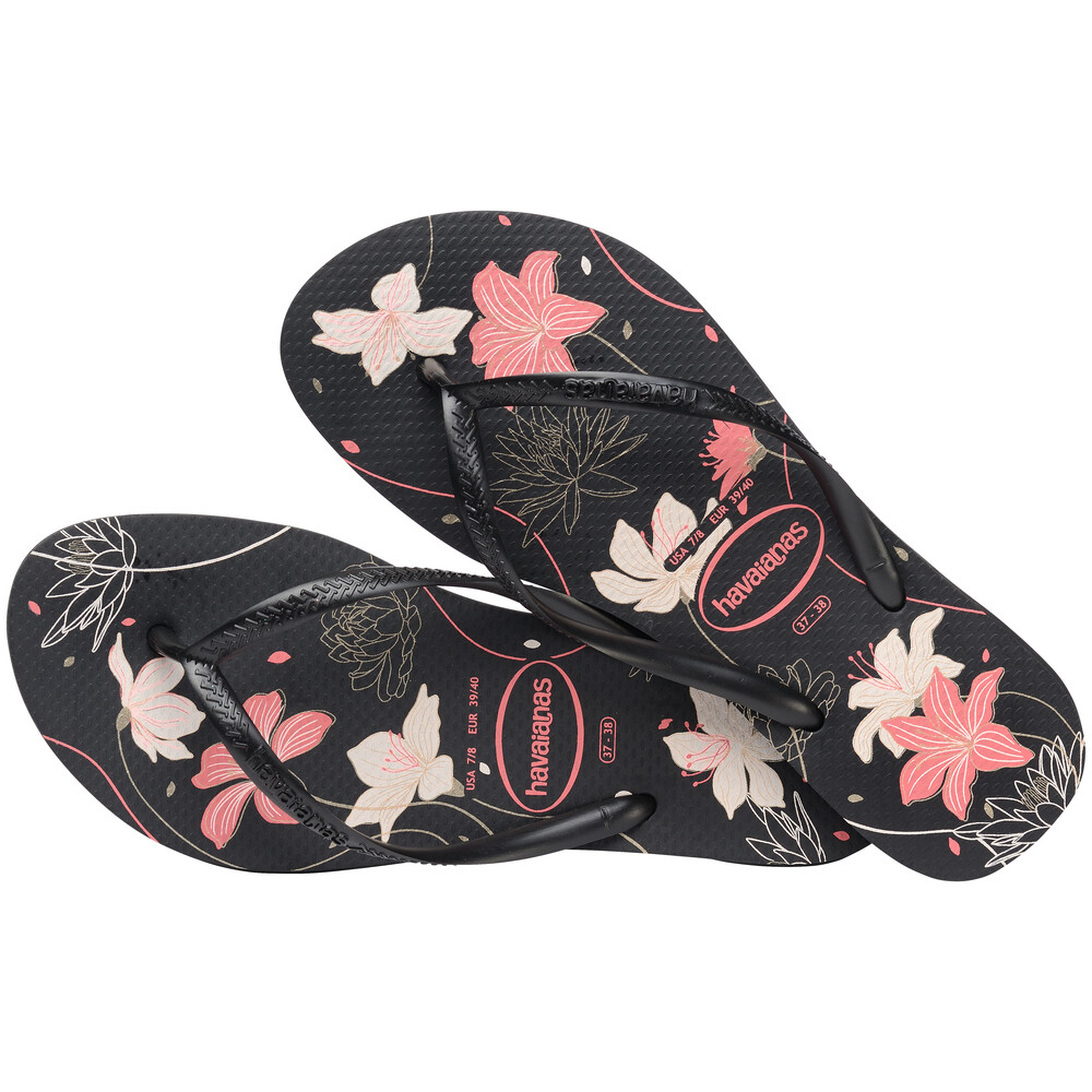 Sandalias Havaianas Slim Organic FC Mujer Negro/Oscuro Ceniza/Rosa Claro