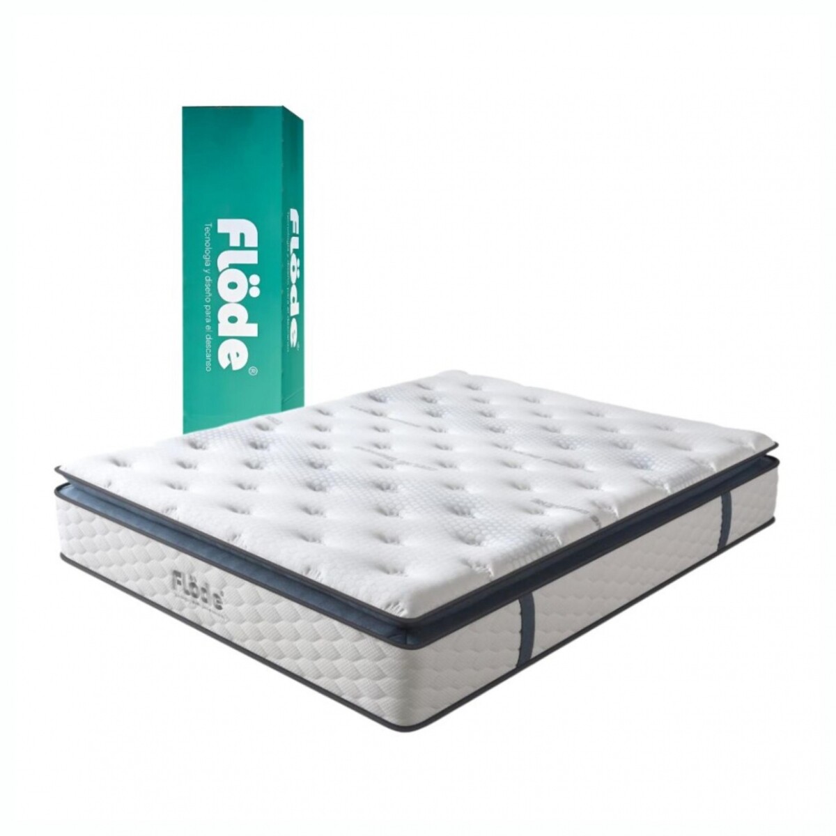 Colchón Queen FLODE Grafeno en Caja con Resortes Pocket 160 x 200 x 32 