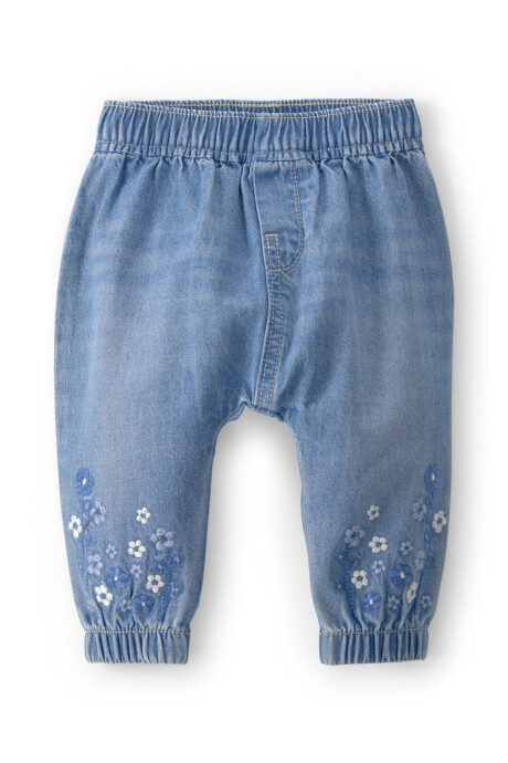 Pantalón jean con bordado floral Pantalón jean con bordado floral
