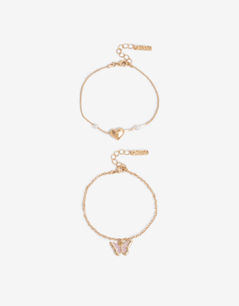 Pulseras Flexibles Sets Perlas Set De Pulseras Con Perlas Bañado En Oro - Dorado