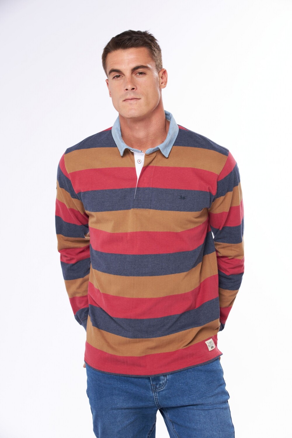 REMERA POLO RAYADA Ladrillo