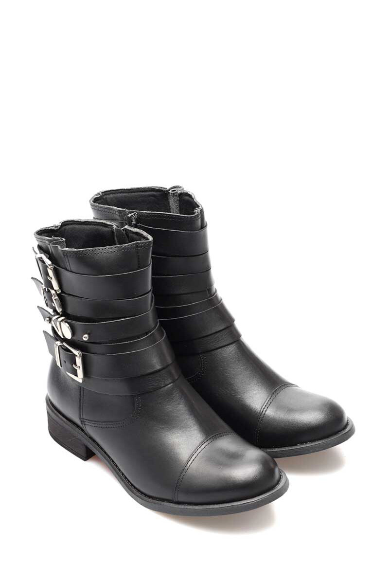 Bota Multi Hebillas Cuero Negro