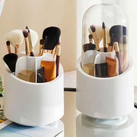 Organizador de brochas de maquillaje – 23.5x12cm – Plástico blanco y acrílico Blanco