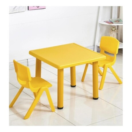 Mesa Cuadrada de Plástico y Metal para Niños 60x60cm Dorado