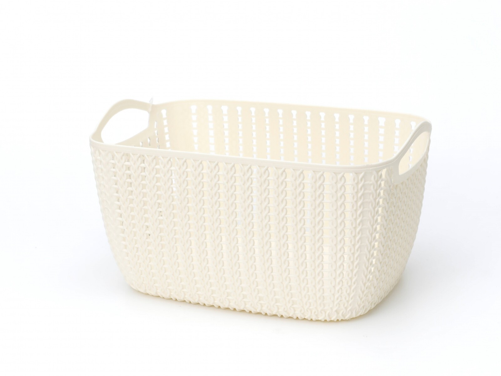 CESTA DE ALMACENAMIENTO TEJIDA EN IMITACIÓN DE RATÁN (BEIGE/M) 