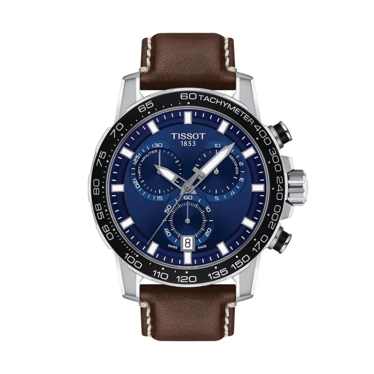 Reloj Tissot Supersport Chrono para hombre de cuero marrón T1256171604100 - Azul 