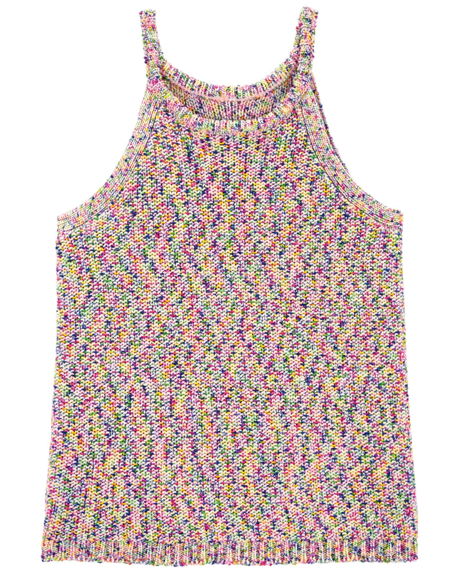 Musculosa a crochet, cuello halter, jaspeada Sin color