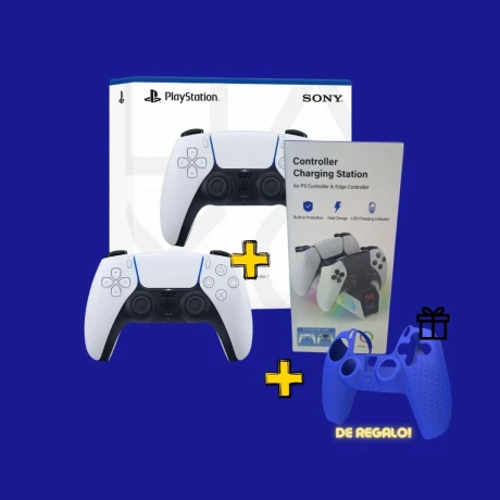 DUALSENSE PS5 + BASE DE CARGADOR PARA 2 CONTROLES + FUNDA DE REGALO DUALSENSE PS5 + BASE DE CARGADOR PARA 2 CONTROLES + FUNDA DE REGALO