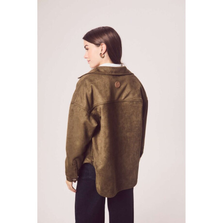 Sobrecamisa Gamuza Cuero Vegano Verde Oliva