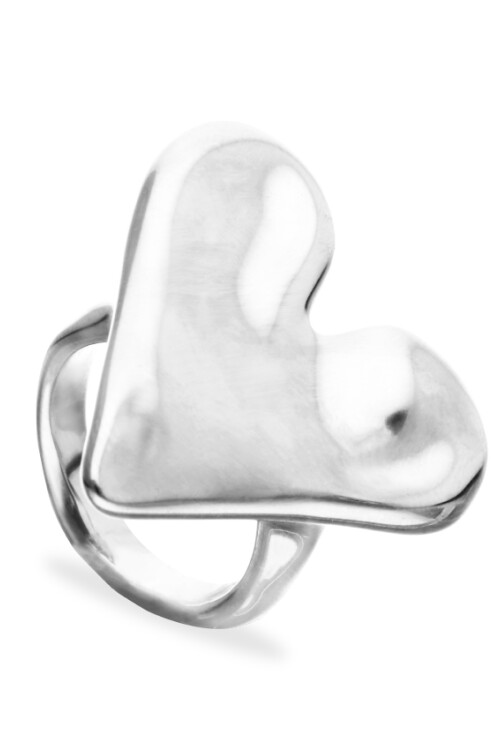 ANILLO DE ALEACIÓN DE METALES BAÑADO EN PLATA DE LEY CON FORMA DE CORAZÓN Anillo