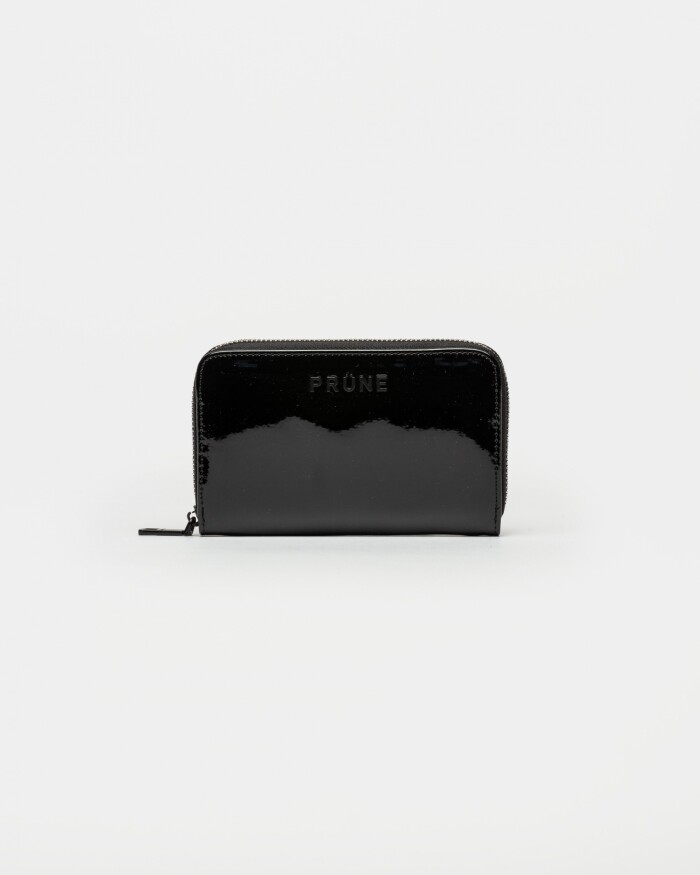 Billetera New Glam En Efecto Cuero Charol Negro
