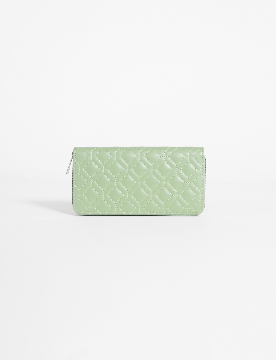 Billetera rectangular matelaseada con cierre - verde 