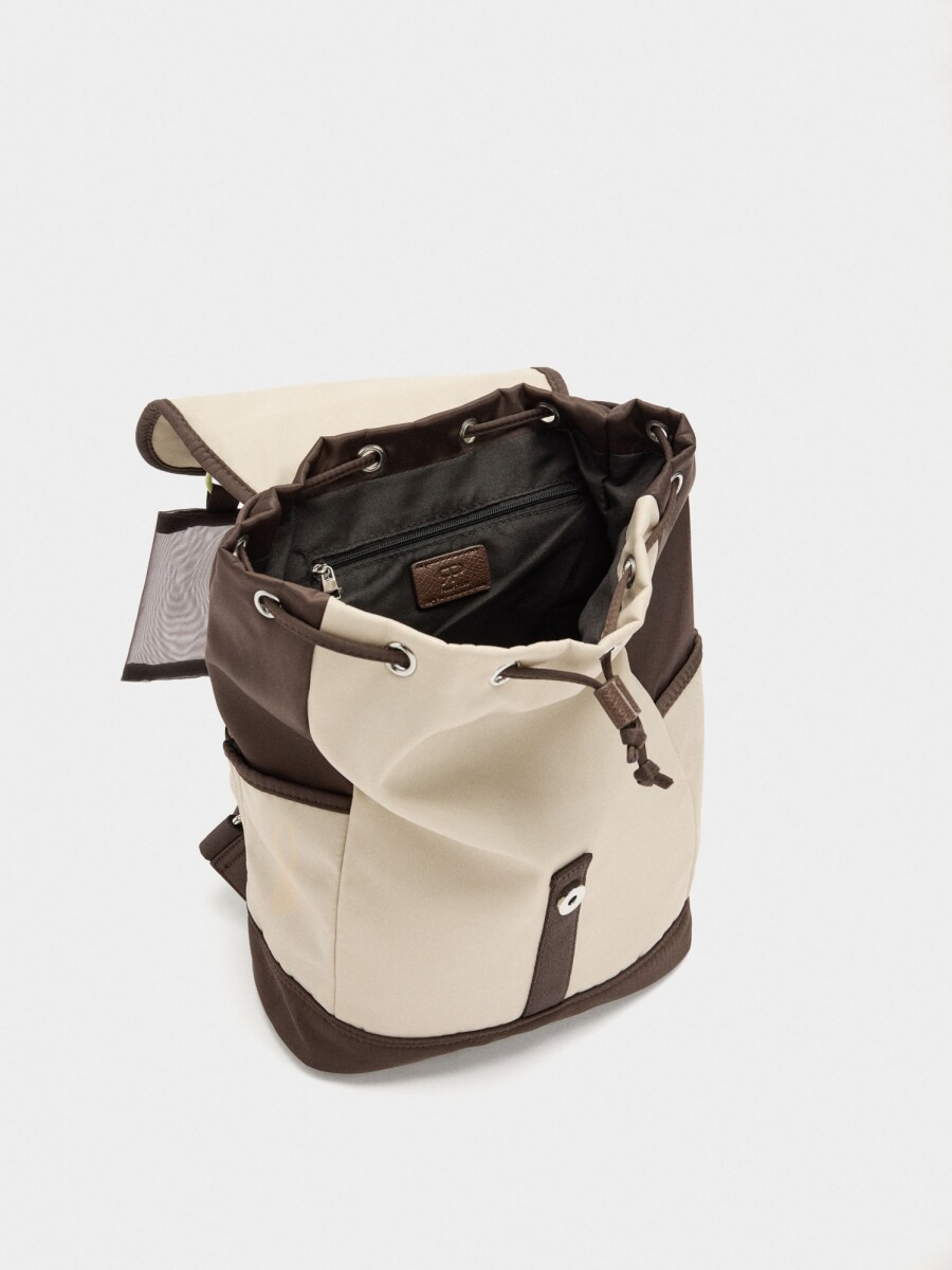 Mochila Color Block Con Nylon crudo