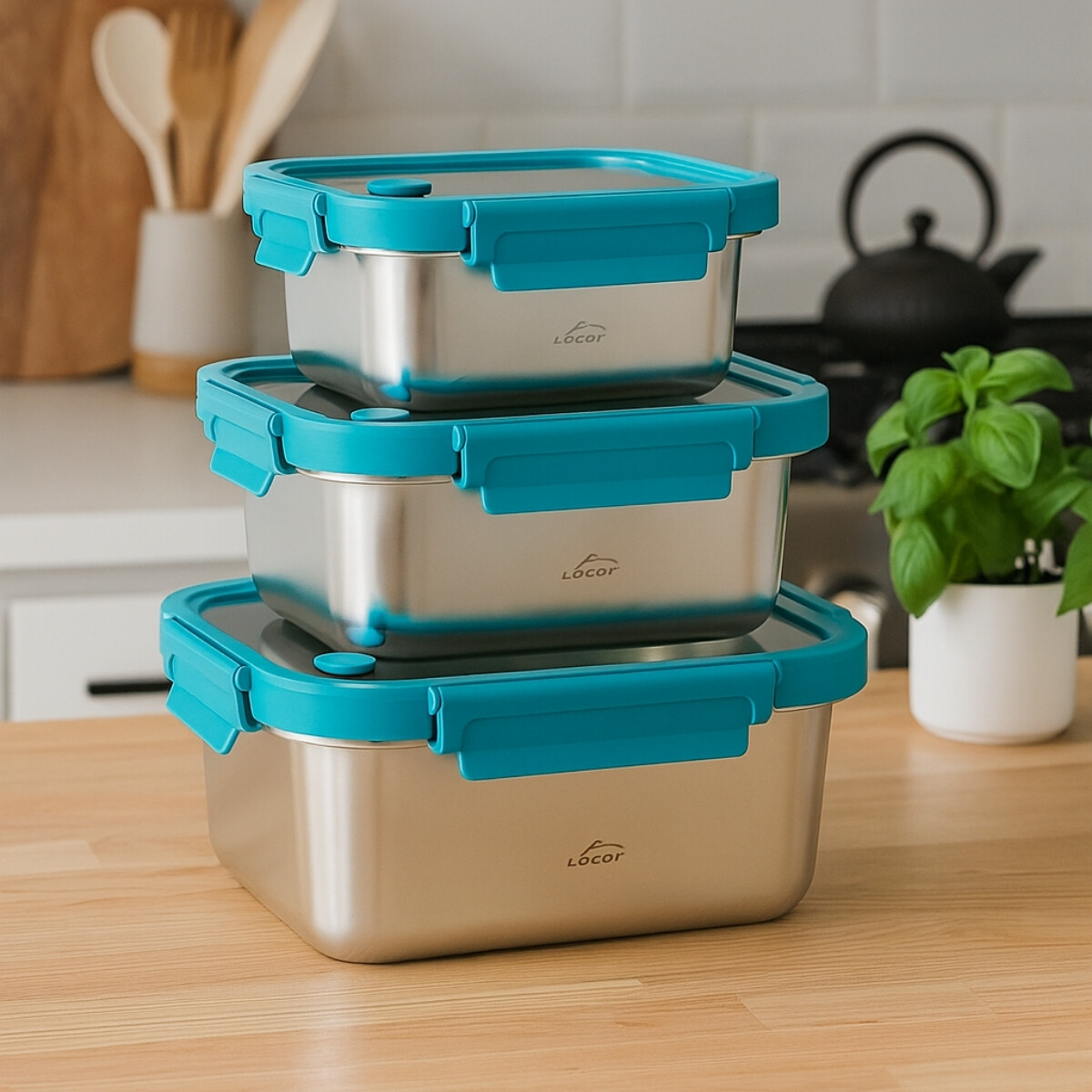 Recipientes rectangulares set 3 unidades taper Etern Lacor 