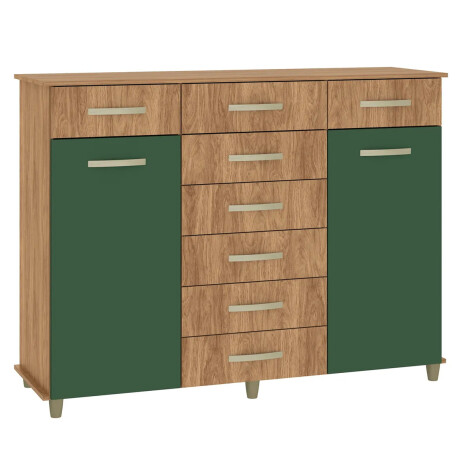 Comoda cajonera 8 cajones 2 puertas MARRÓN-VERDE
