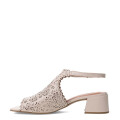 Sandalias de Mujer Bottero Cuero Calado Beige