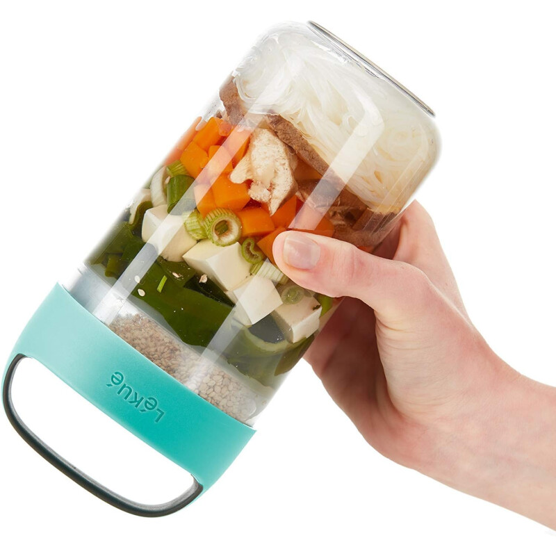Recipiente Hermético Portátil para Ensaladas y Comidas Lekué Celeste