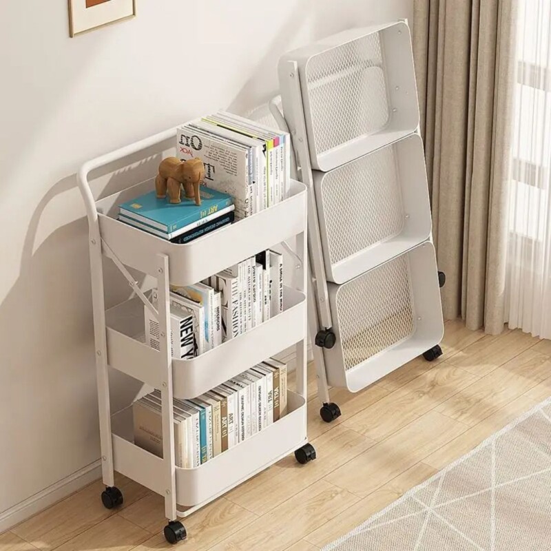 Carrito Organizador Plegable Con Ruedas 3 Niveles Multiuso Blanco Carrito Organizador Plegable Con Ruedas 3 Niveles Multiuso Blanco