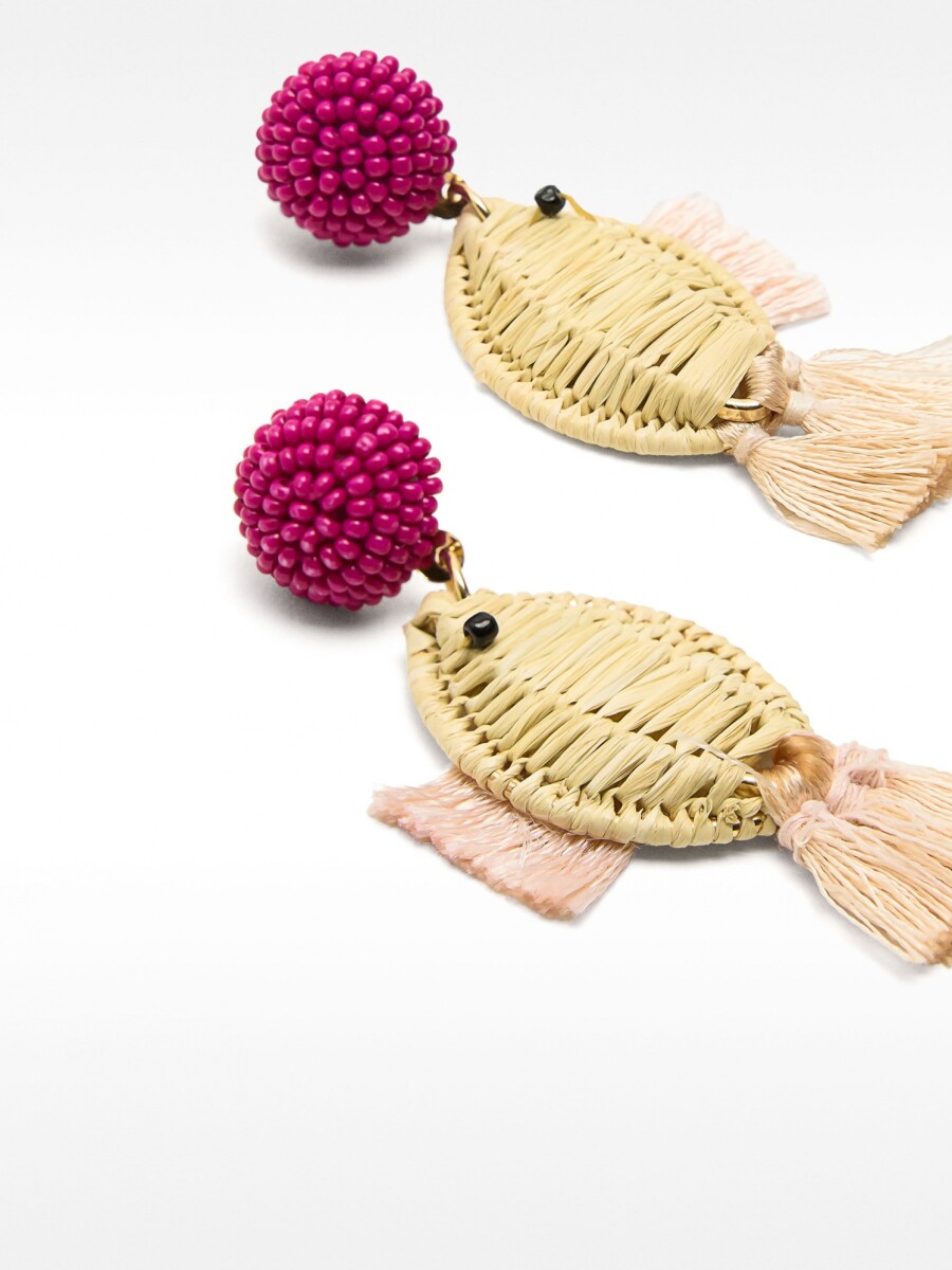 Pendientes De Pez De Rafia multicolor