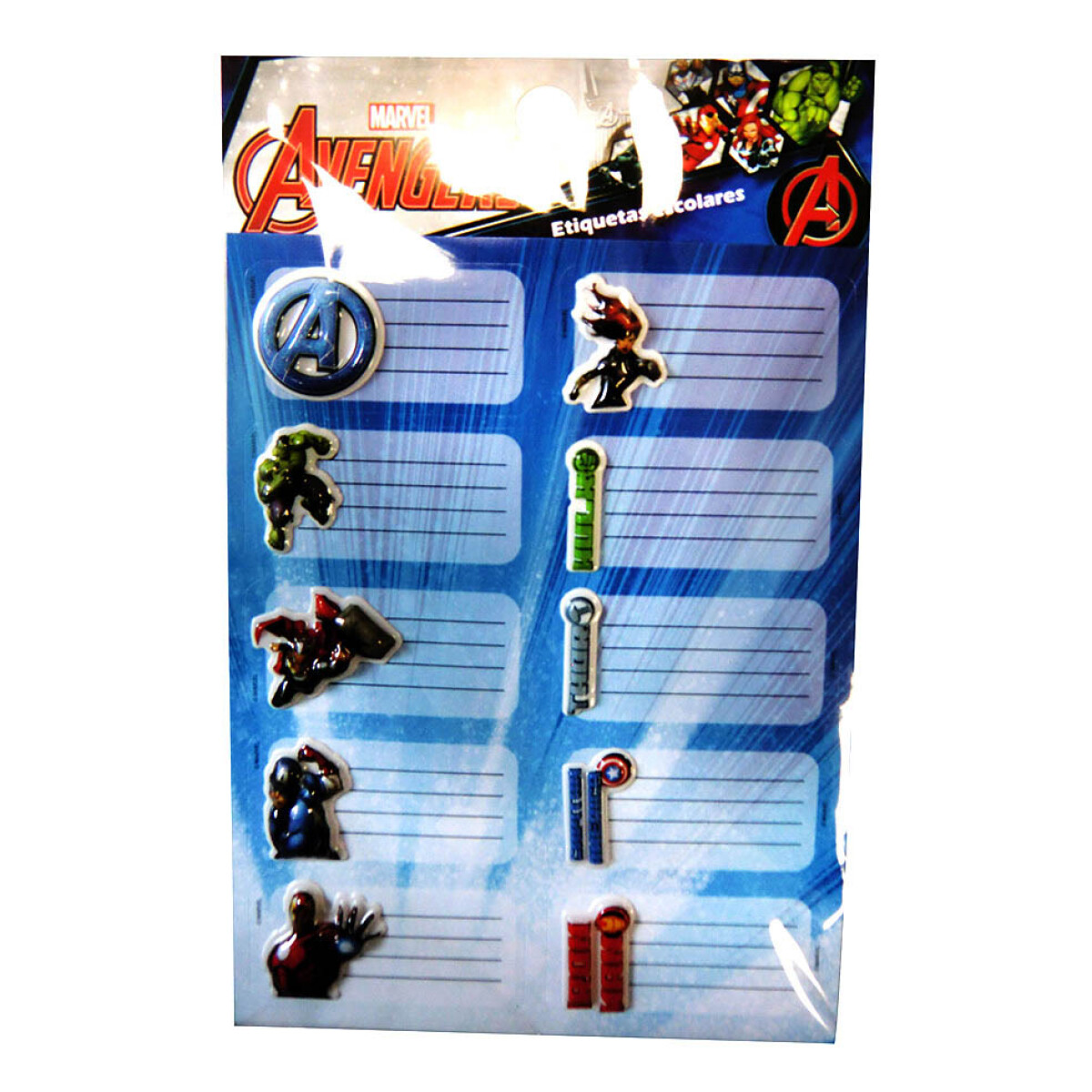 Pack x8 Etiquetas 3D - Avengers 