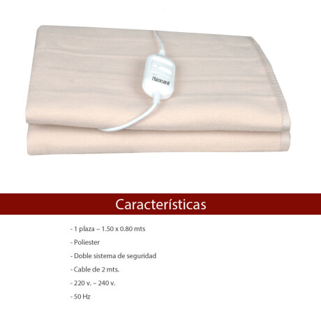 Calienta Cama Microsonic 1 Plaza 100% Poliester S Seguridad 001
