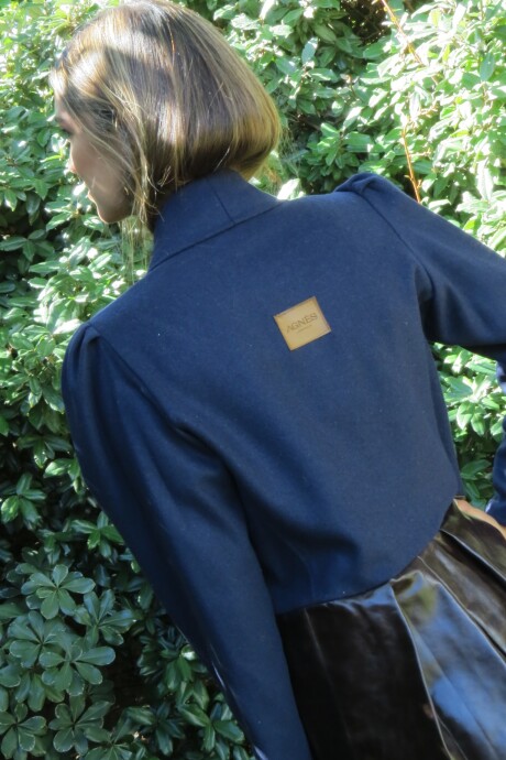 Blazer Office Lana Azul / Chocolate