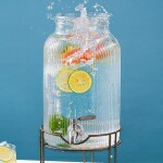 DISPENSADOR 5L VIDRIO RAYITAS BASE METAL PLATA DISPENSADOR 5L VIDRIO RAYITAS BASE METAL PLATA